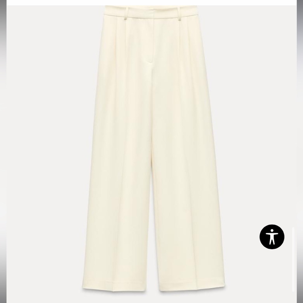 Zara NWT ecru wide leg pants with darts 7997/272 - Picture 6 of 9